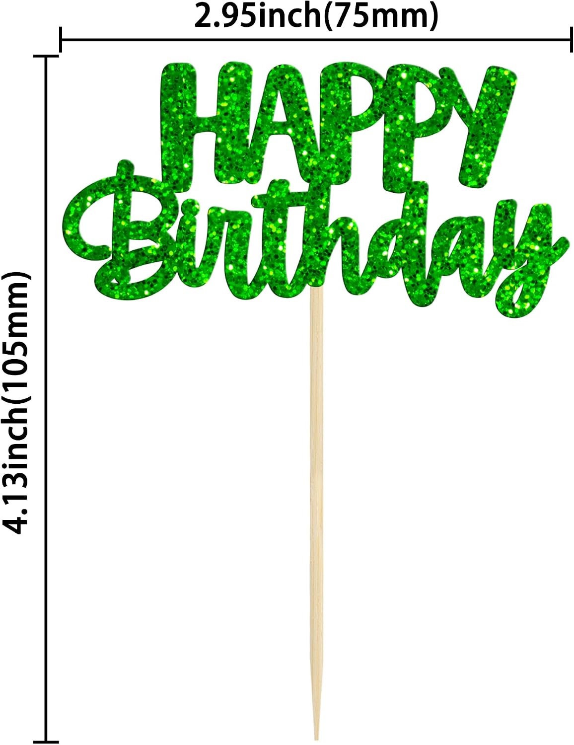 Gyufise 24Pcs Happy Birthday Cupcake Toppers Gold Glitter Celebrating - Silver Red Green Gold - image 2