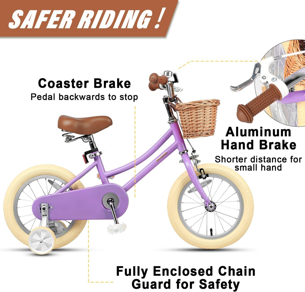 Petimini 12 14 16 18 20 Inch Kids Toddler Bike for Boys Girls – Fun for Kids & Family - Purple / 14 Inch - image 2