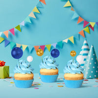 NACHLYNN 80 Pcs Cake Balls Decorations Mini Balloon Cake Topper Balls - Glitter Blue Gold White - image 4