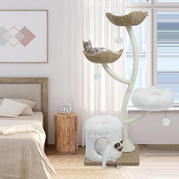 63” Tall Cat Tree Tower for Indoor Cats, Multi-Level Large Cat Climbing Furniture with Scratching Posts, Soft Perch, Cozy Cave, and Hanging Toys, Sturdy Design for Multi-Cat Households
