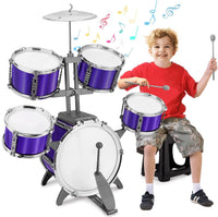 Kids Jazz Drum Set Toys for 3-7 Year Olds - Blue