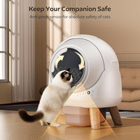 Self Cleaning Litter Box,Automatic Cat Litter Box for Multiple Cats,Robot with APP Control,Dual Safety Protection,Odor-Free Waste Disposal Includes Trash Bags,White