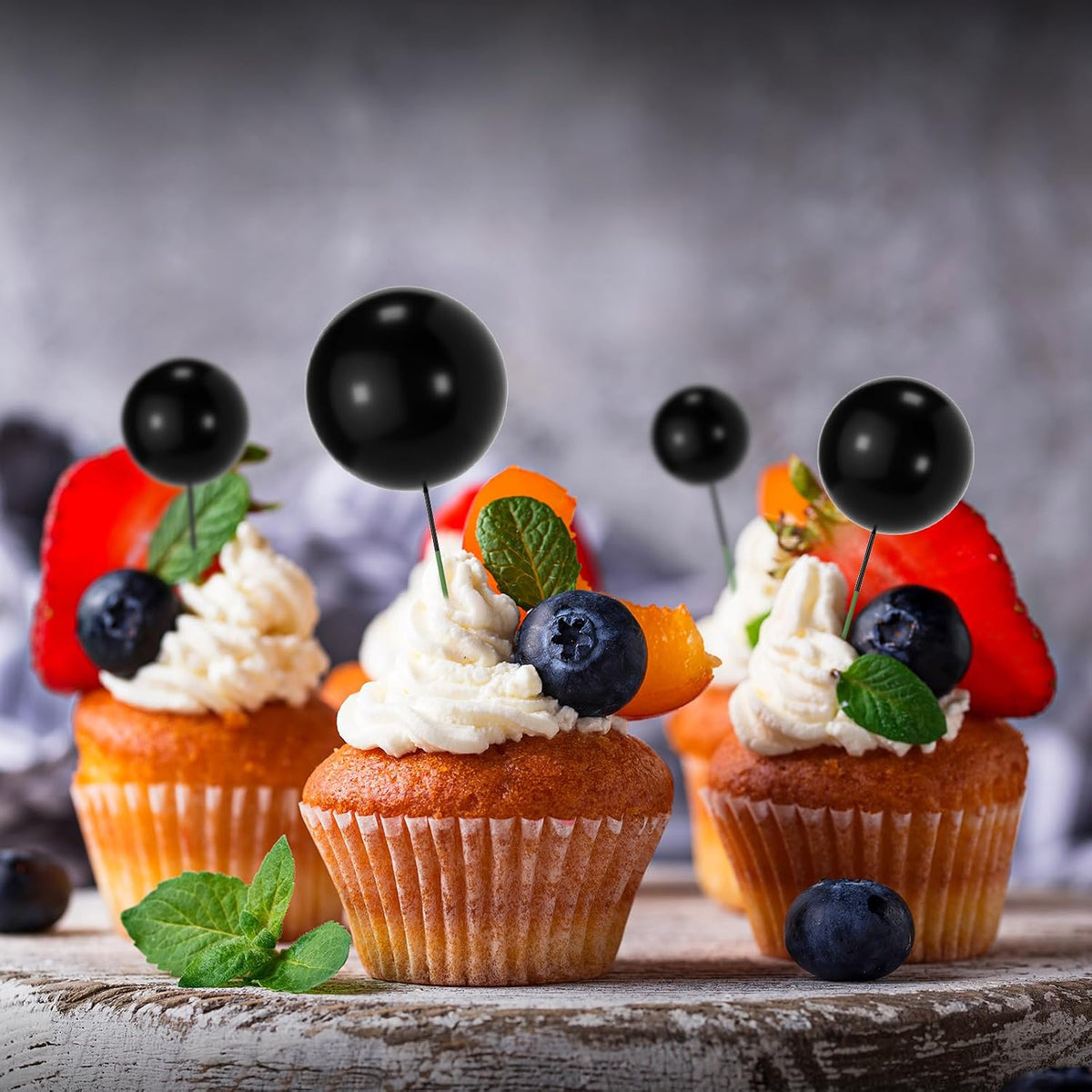 NACHLYNN 80 Pcs Cake Balls Decorations Mini Balloon Cake Topper Balls - Black - image 4