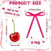 Chunful fake cherry cake toppers with red polyester bows - view 20