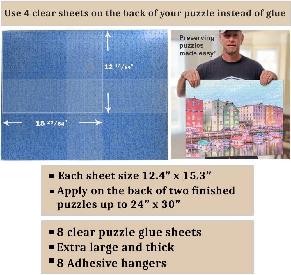 Puzzle Glue Sheets Clear Extra Large Puzzle Saver Peel and Stick - 8 Sheets - image 2