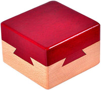 DC-BEAUTIFUL Impossible Dovetail Box Mini 3D Brain Teaser Wooden - Small Red