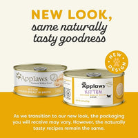 Applaws Natural Wet Kitten Food in Broth, Limited Ingredient Canned Wet Kitten Food, No Additives, Made with Natural Ingredients, Chicken Breast in Broth (24 x 2.47oz Cans)