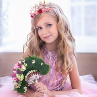 SuPoo 4th Birthday Headband Flower Crown for Girls Princess Tiara 4th - Pink-7th - image 2