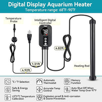 hygger Marine Aquarium Heater 500W,Titanium Heater with Digital LED Controller & Temperature Probe,Submersible Fish Tank Heater with Temperature Calibration,for Saltwater Freshwater Tank 70-80Gallon