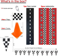YOELVN race car party cones, six orange 7 inch traffic cones holding checkered flags - view 20