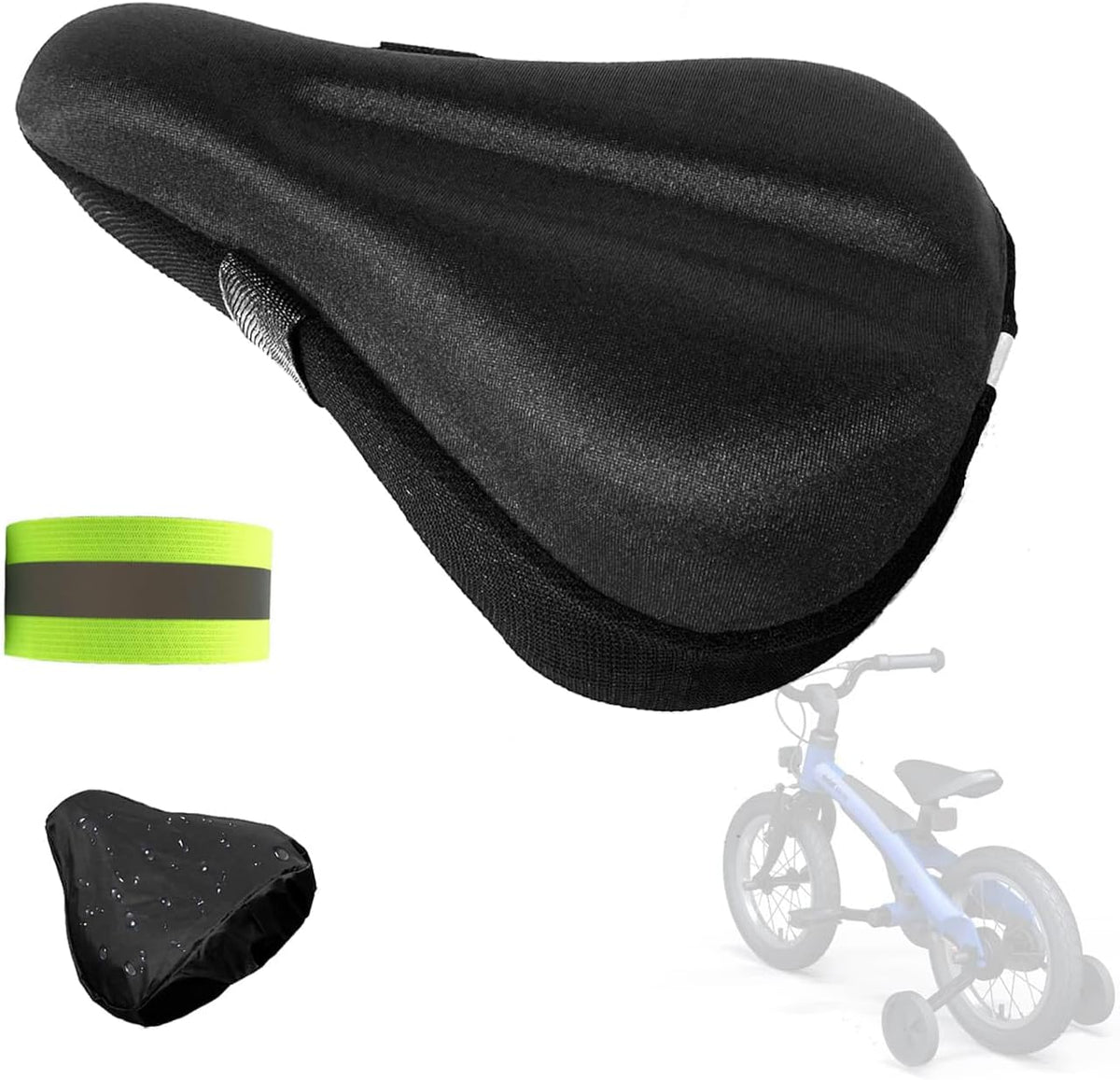 TCheung gel seat cushion for 9x6 inch kids bike seats with outdoor cover