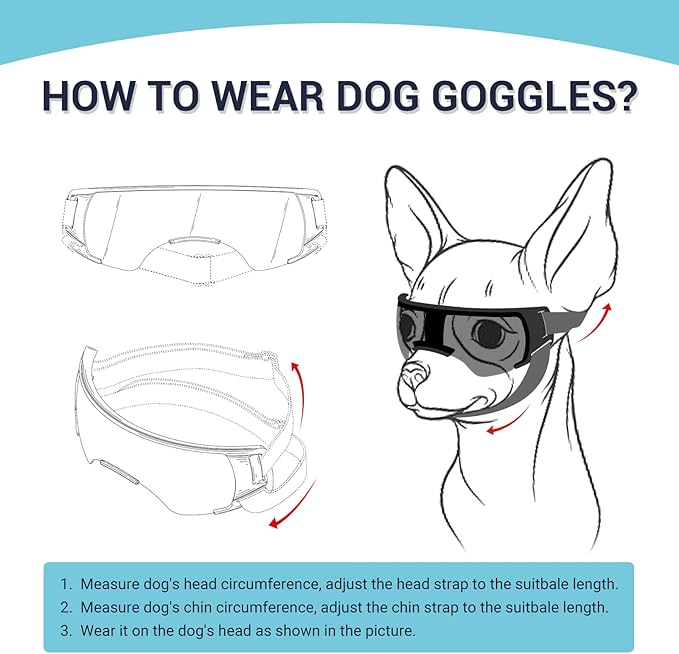 Lesypet Dog Sunglasses Small Breed, Dog Goggles for Small Dogs Windproof Anti-UV Glasses for Dogs Outdoor Eye Protection, Blue
