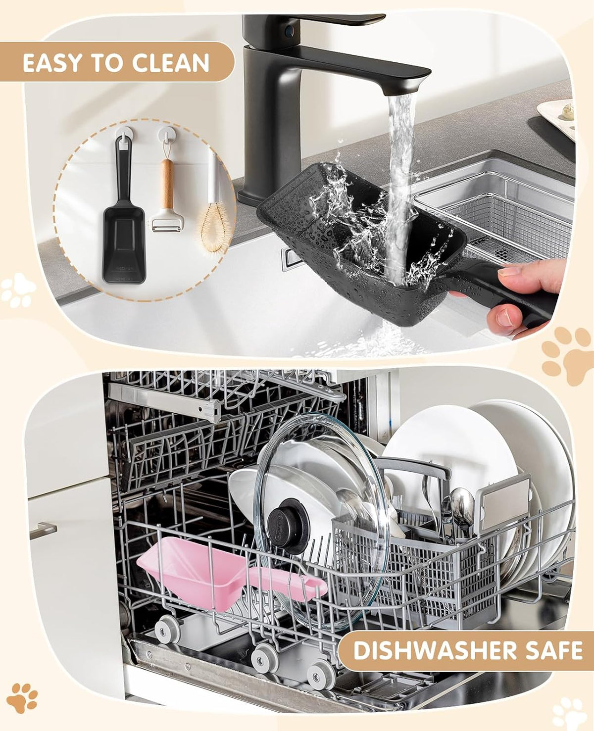 2-Pack Dog Food Scoop 1 Cup - Black and Pink - image 4