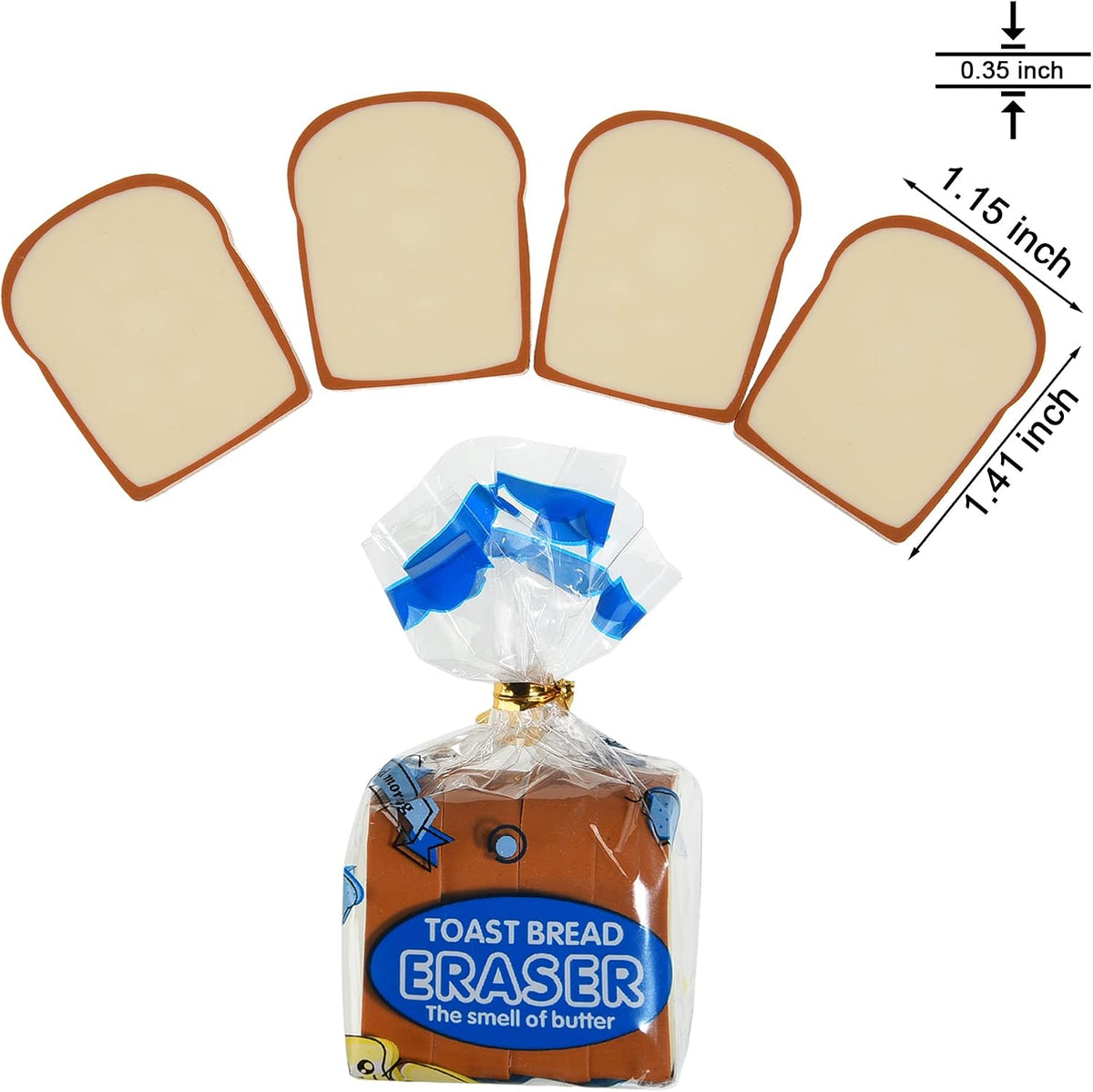 15Pcs Cute Fruit Erasers for Kids - BREAD - image 2