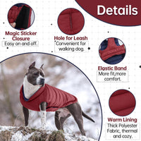 Lelepet Reversible Dog Coat Windproof Dog Jacket Lightweight Puffer - Large / Wine Red - image 3
