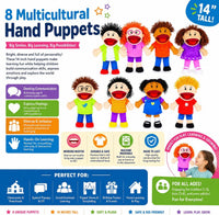 Fun Express Hand Puppets for Kids, 8 Multicultural - image 2