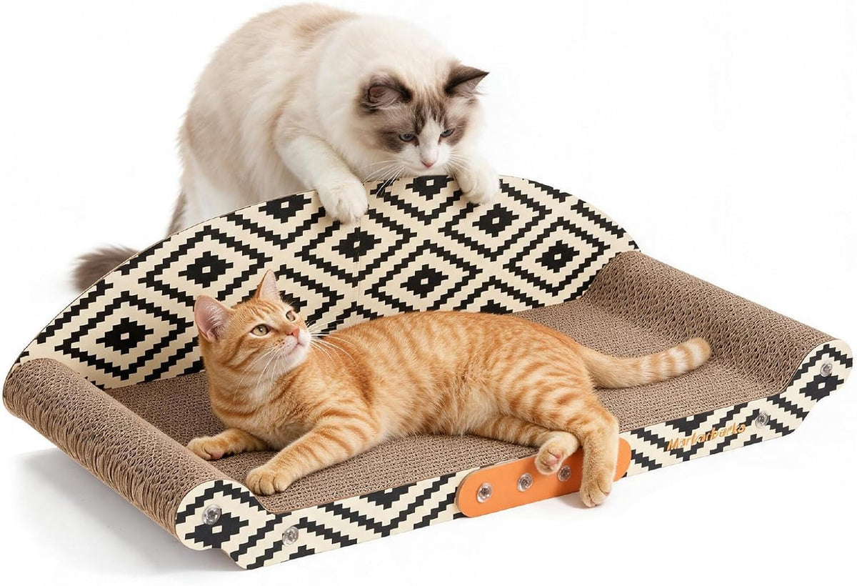 27" Cat Scratcher Bed & Sofa, Large Cardboard Cat Scratch Couch – Essentials for Cats - 26.4-Inch 1-Pack Cat Scratcher Couch