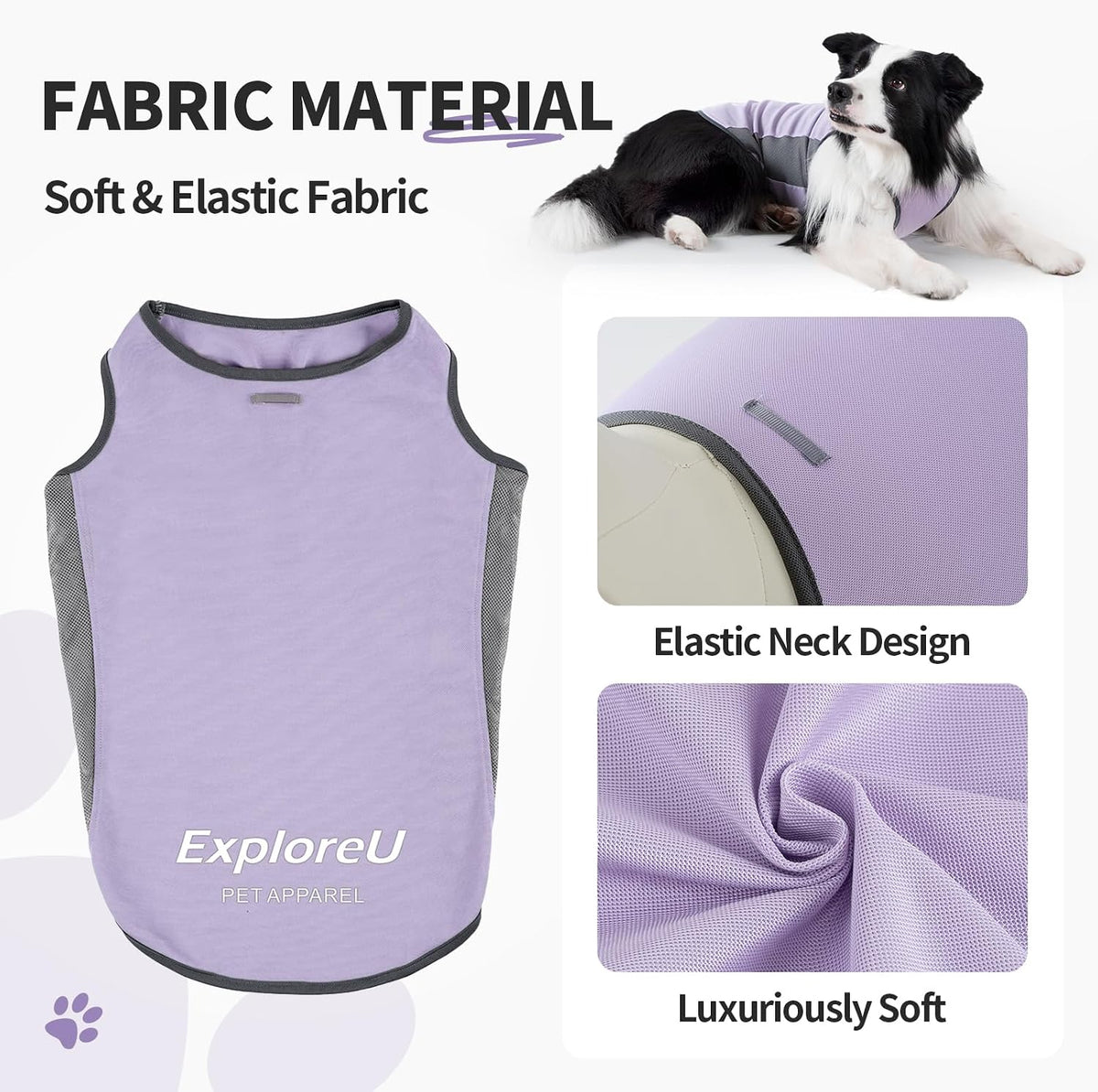 Dog Cooling Vest with Soft Stretchy Sun Protection, XL - X-Large (62-77lbs) / Lilac Ether - image 2