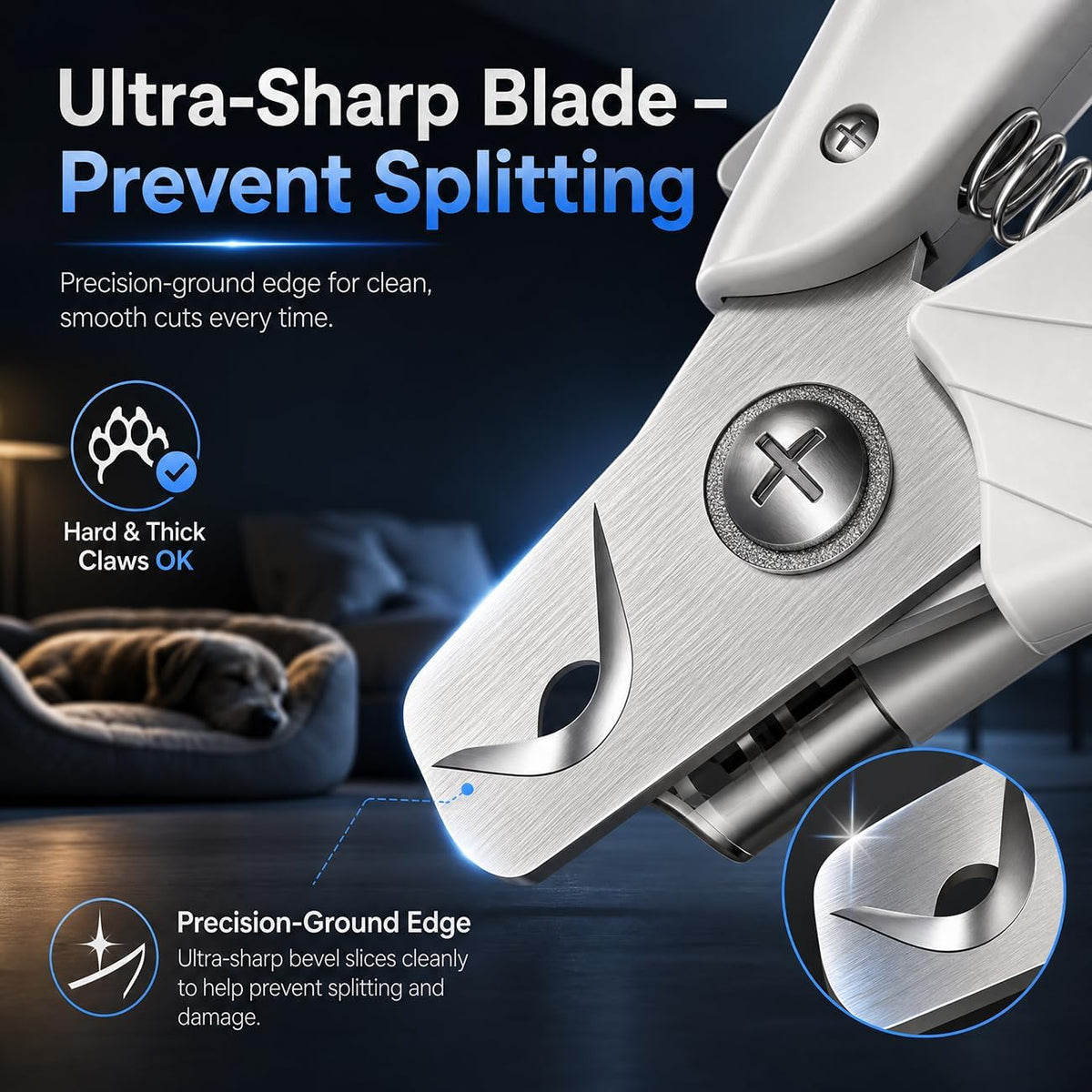 Dog Nail Clippers, All Steel Material, Built-in Spring - White‑LED Pet Nail Clipper - image 3