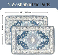 Washable Pee Pads for Dogs, Non-Slip Potty Pads - Navy & Ecru / 48"x32" (Pack of 2) - image 2