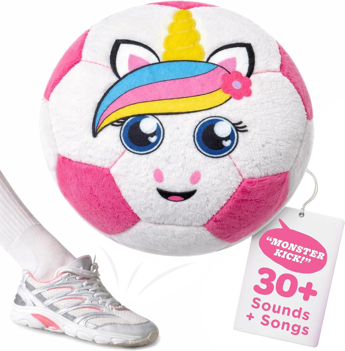 Move2Play, Hilariously Interactive Toy with Music & Sound Effects | Birthday Gift for Boy & Girl - Soccer - Pink