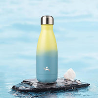 Insulated Water Bottles,12 oz Double Wall Stainless Steel Vacumm Metal Flask for Sports Travel,Sandy Beach