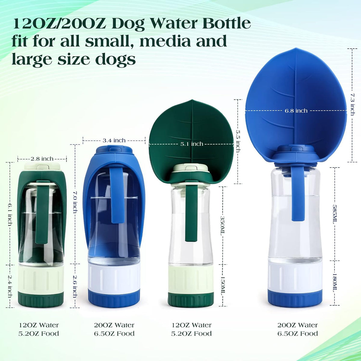 Upgraded Dog Water Bottle - 12oz/Green - image 3