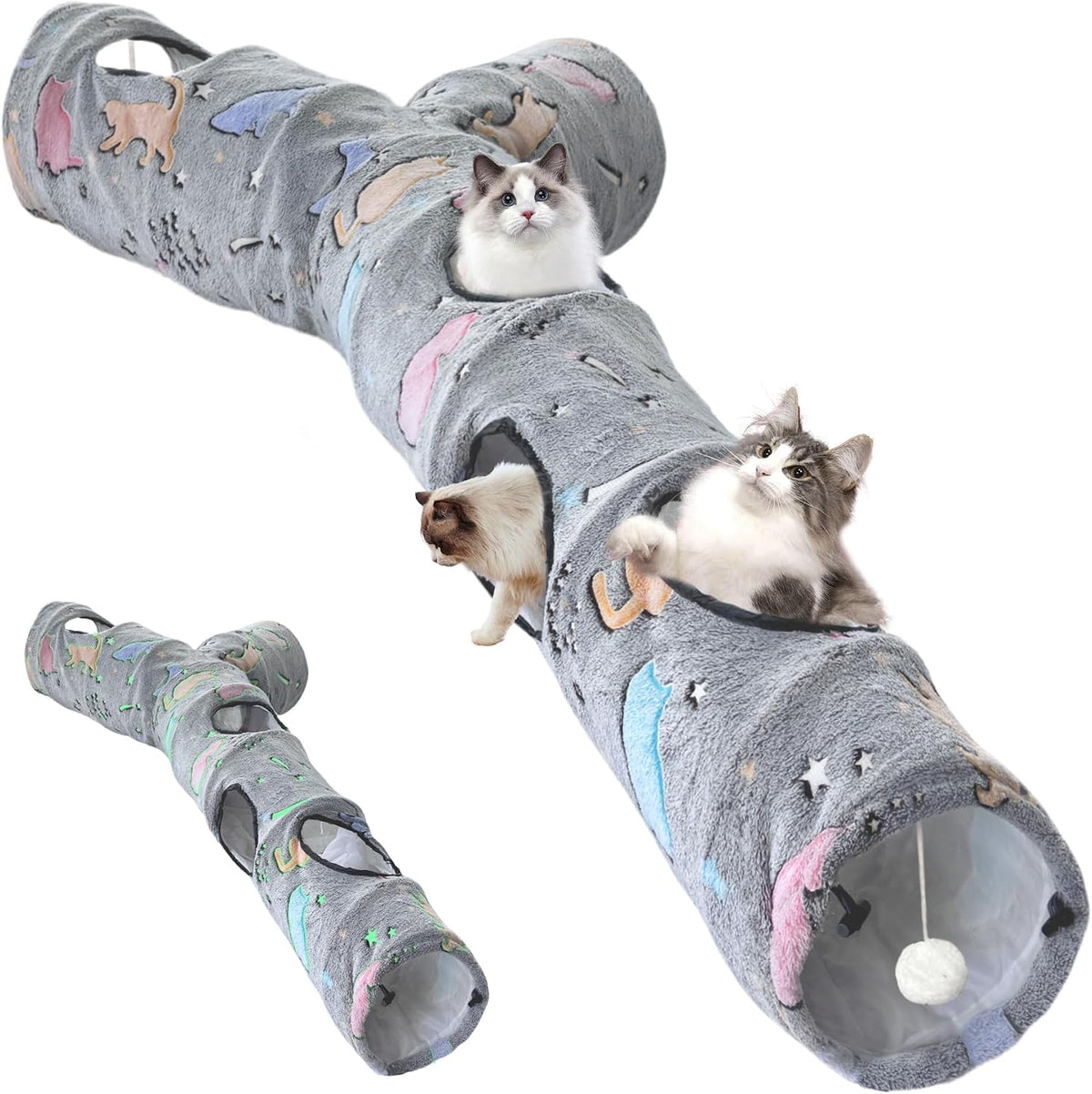 Cat Tunnel, Cat Tunnels for Indoor Cats - 59"-Cat Tunnel Toy Fluorescent