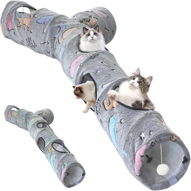 Cat Tunnel, Cat Tunnels for Indoor Cats - 59"-Cat Tunnel Toy Fluorescent