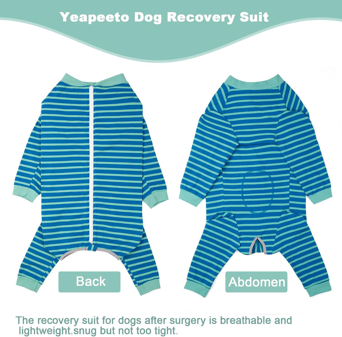 Yeapeeto dog surgery recovery suit in soft cotton spandex with legs - view 2