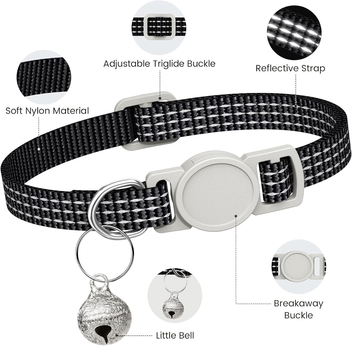 5 Pack Reflective-Breakaway Cat Collars with Bells - 5 Classic Colors - image 3