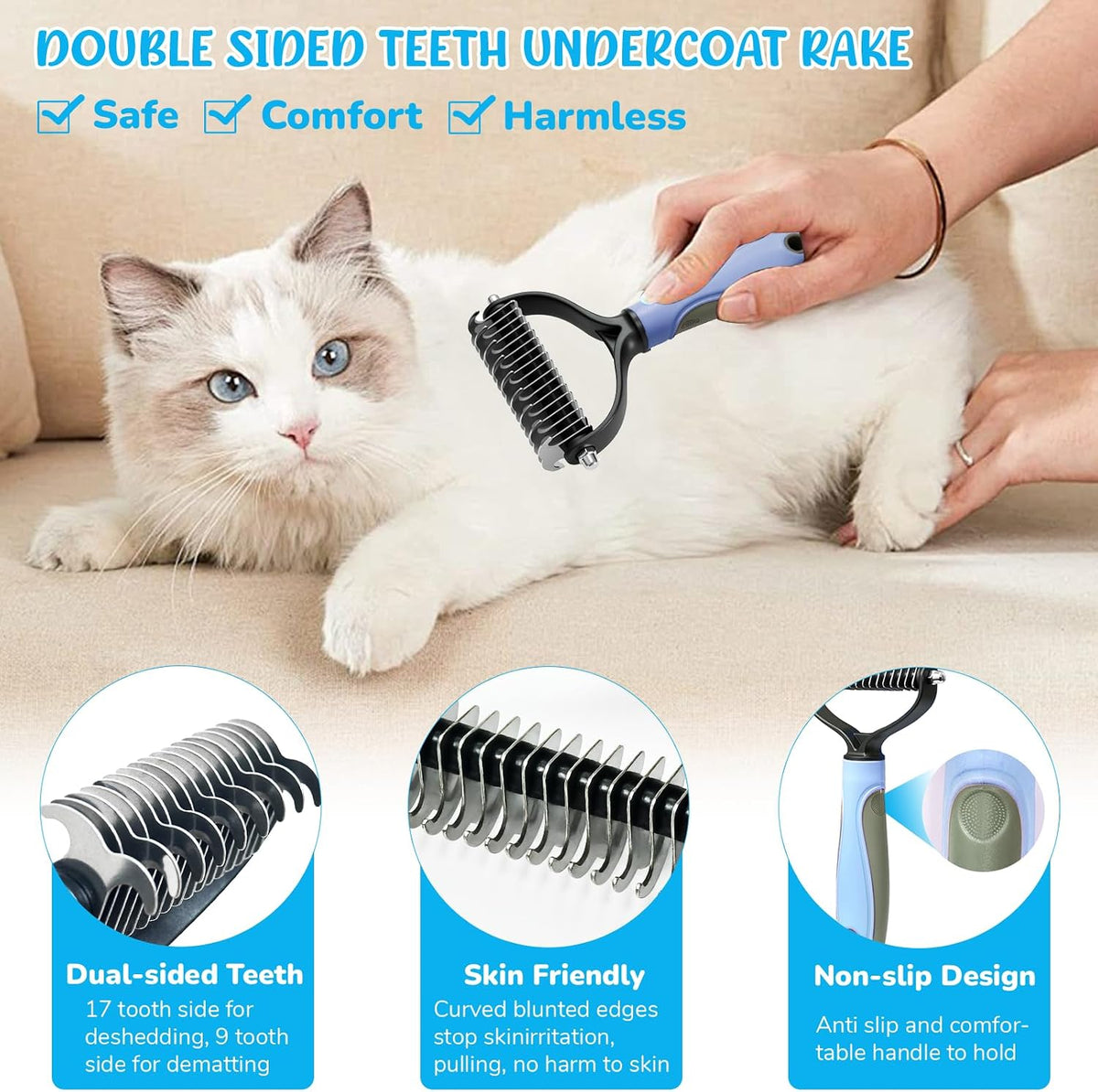 Dog Grooming Kit for Shedding, Bath Gloves - 9 PACK / Blue - image 4