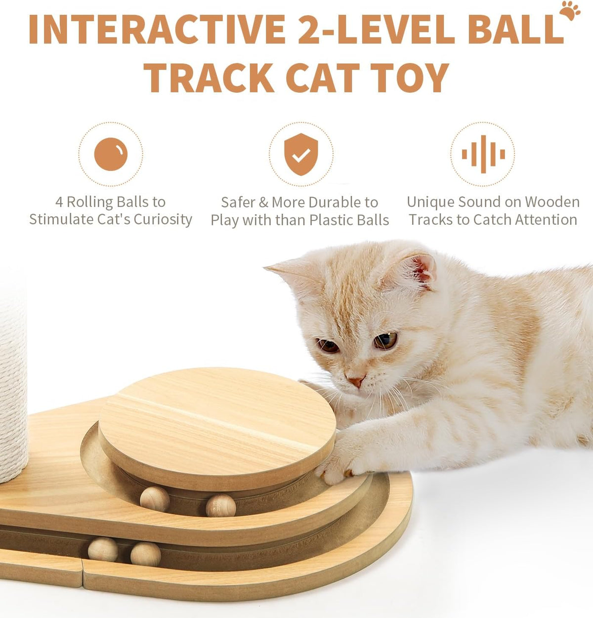 Made4Pets Kitten Toy Scratching Post for Indoor Cats with Ball Track – Essentials for Cats - 23.4"H - image 3