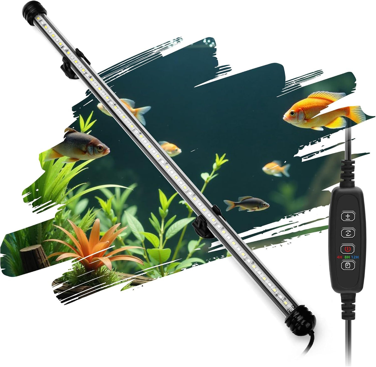 LED Submersible Aquarium Light 4W Underwater Fish Tank Light - NVL-04 (19in 10w)