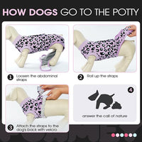 FUAMEY Recovery Suit for Dogs After Surgery,Soft Breathable Dog Bodysuit E-Collar & Cone Alternative Surgical Suit,Male Female Dog Neuter Spay Suits Anti Licking Wounds Onesie Purple Leopard L