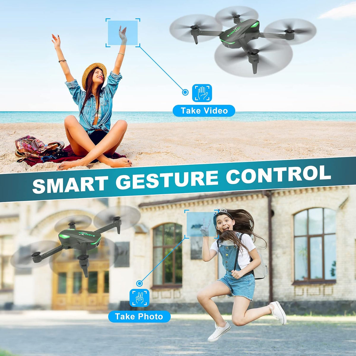 Drone with 1080P Camera for Beginners and Adults - Green - image 2