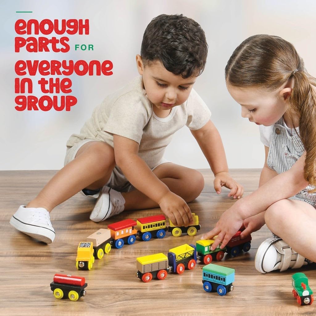 Wooden Train Set 12 PCS – Magnetic Train Toys Set for Toddlers Boy & Girl – Fun for Kids & Family - image 3