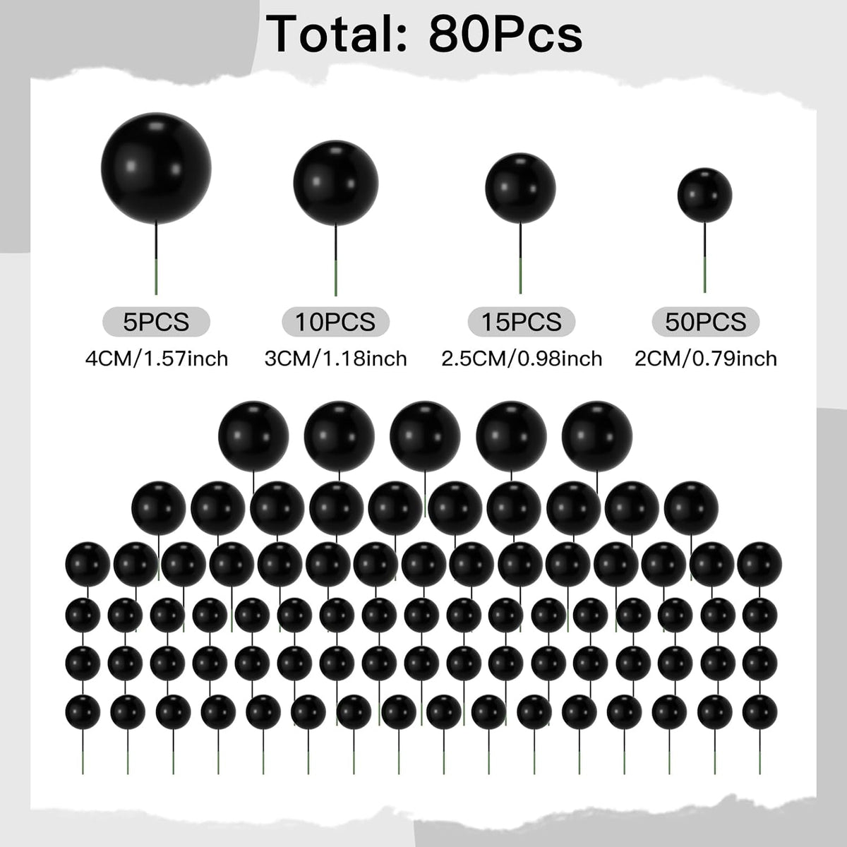 NACHLYNN 80 Pcs Cake Balls Decorations Mini Balloon Cake Topper Balls - Black - image 2