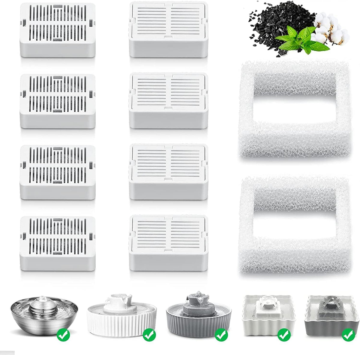 Upgrade 2.2L/78oz Ceramic Pet Fountain - Filter -8+2 Filter