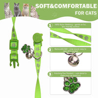 4PCS Breakaway Cat Collars, Reflective Cat Collar with Bells - 6-9 Inch / Black+Blue+Green+Grey - image 3