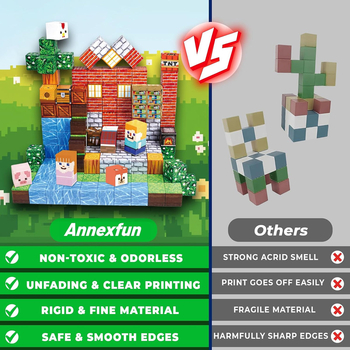 Annexfun 150PCS Magnetic Blocks, Magnetic Building Blocks - Grassland - image 4