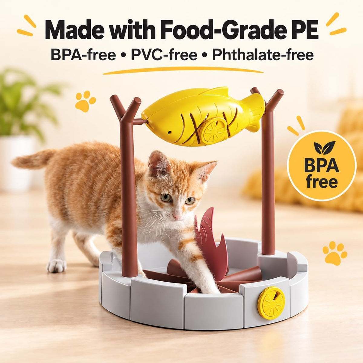 PetPals Cat Slow Feeder Treat Dispenser Interactive Cat Puzzle Fish - image 2
