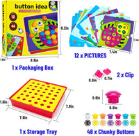 Button Art Toys for Toddlers Ages 3+, Mosaic Peg Board – Fun for Kids & Family - bug - image 2