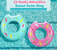 HeySplash Pool Floats Kids, Inflatable Swimming Rings – Fun for Kids & Family - J-Donut Pink + Teal - image 2