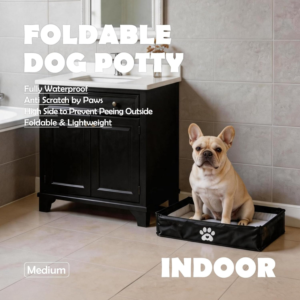 Meexpaws medium foldable dog pee pad holder tray, 23 x 23 inches - view 2