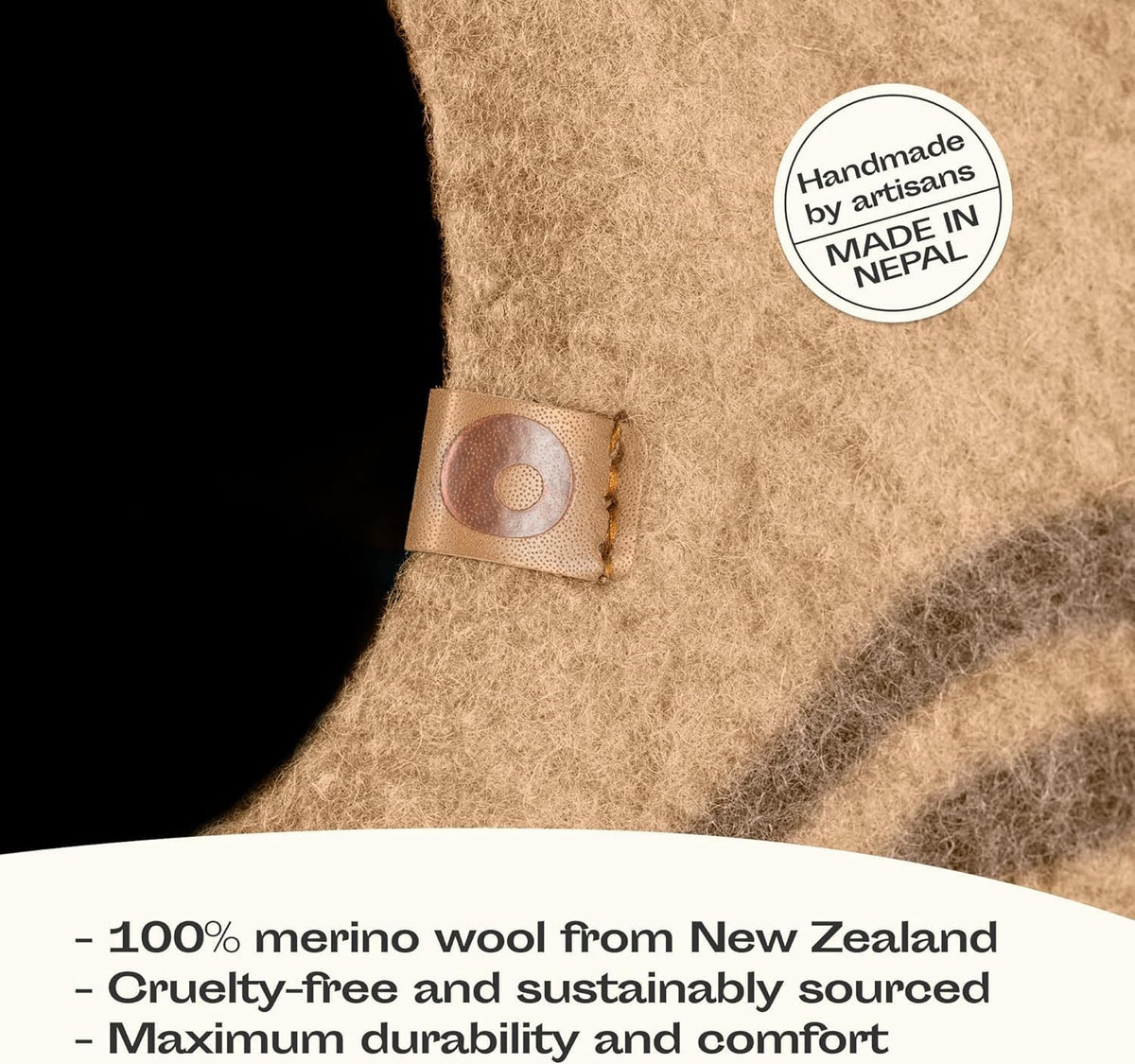 Cat Cave, New Zealand Wool Bed for Indoor Cats - Beige / Large - image 3