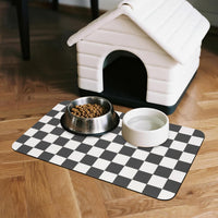 CooRug Checkered Dog Food Mat, Pet Feeding Mat 20" L x 12" W - Black / 20"L x 12"W - image 3