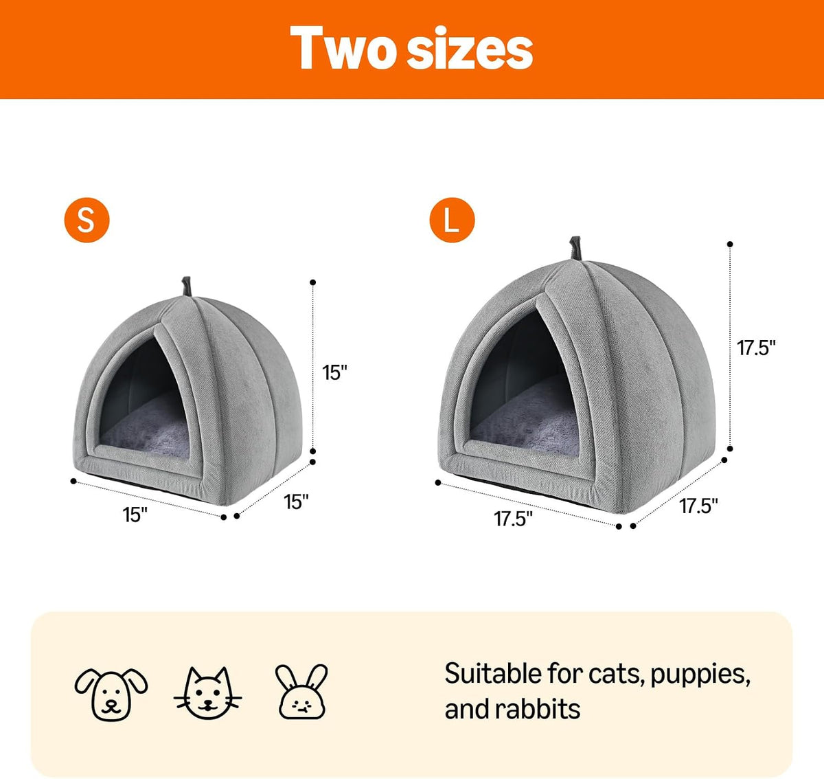Amazon Basics Cat Bed Cave - Lightgrey / L-17.5"×17.5"×17.5" - image 3