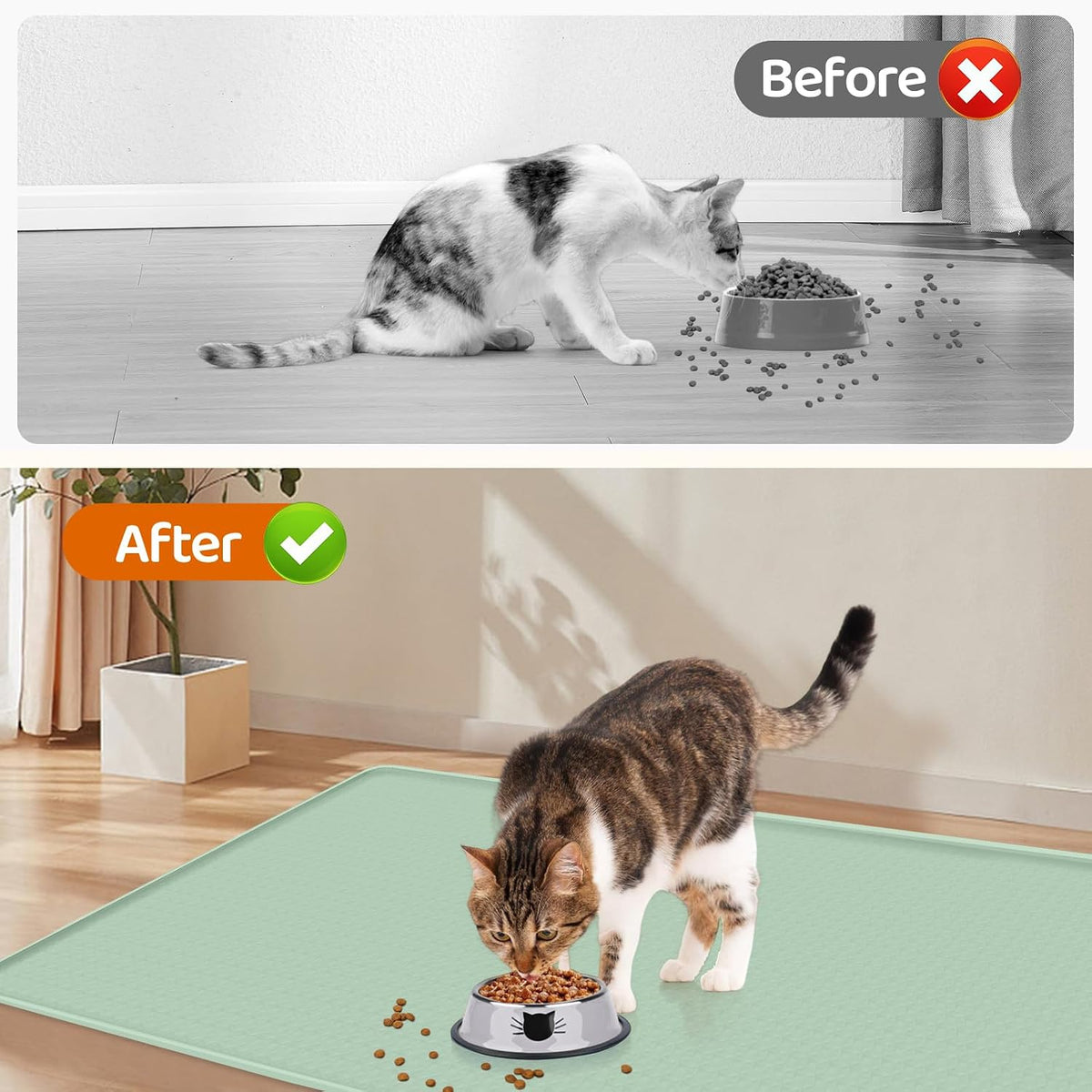 Cat Food Mat Extra Large Silicone Pet Bowl Mat 40''x28'' - Green / 51"L x 25.6"W - image 4