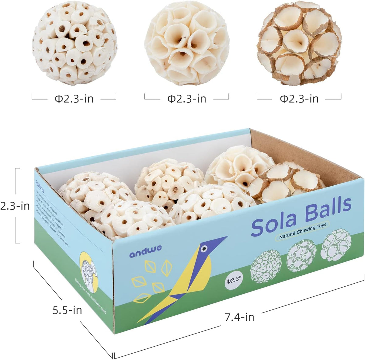 andwe Bird Toy Sola Ball Chew Shredding Toy - Style 2 (Pack of 6) - image 4